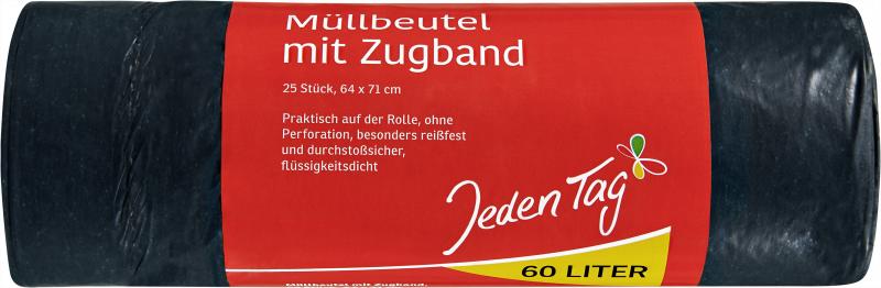Jeden Tag Zugbandsäcke 60 Liter
