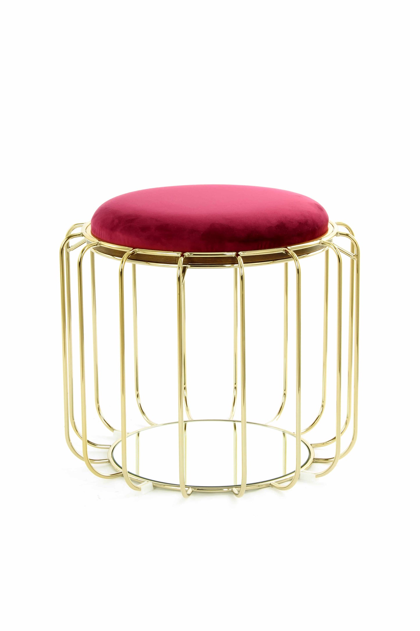 Beistelltisch / Pouf Comfortable 110 Rot / Gold