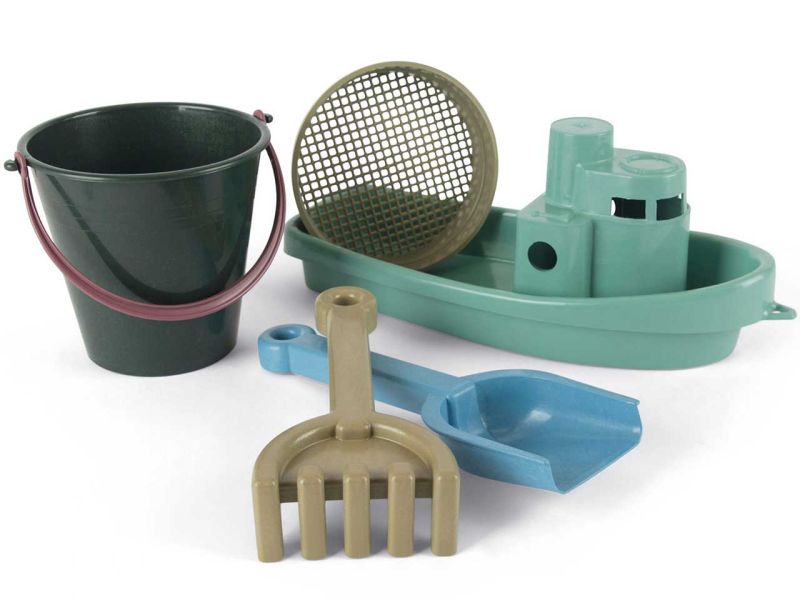 dantoy Blue Marine Boot- und Sand-Set mit Baumwollnetz, 5-tlg.