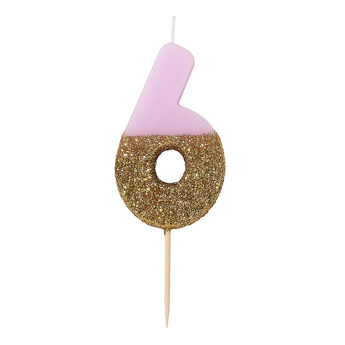Zahlenkerze rosa/gold 6