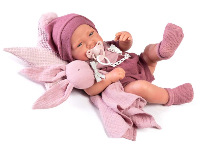 Antonio Juan Babypuppe »Recién Nacida« mit Schnuffel-Häschen und Stern-Kissen