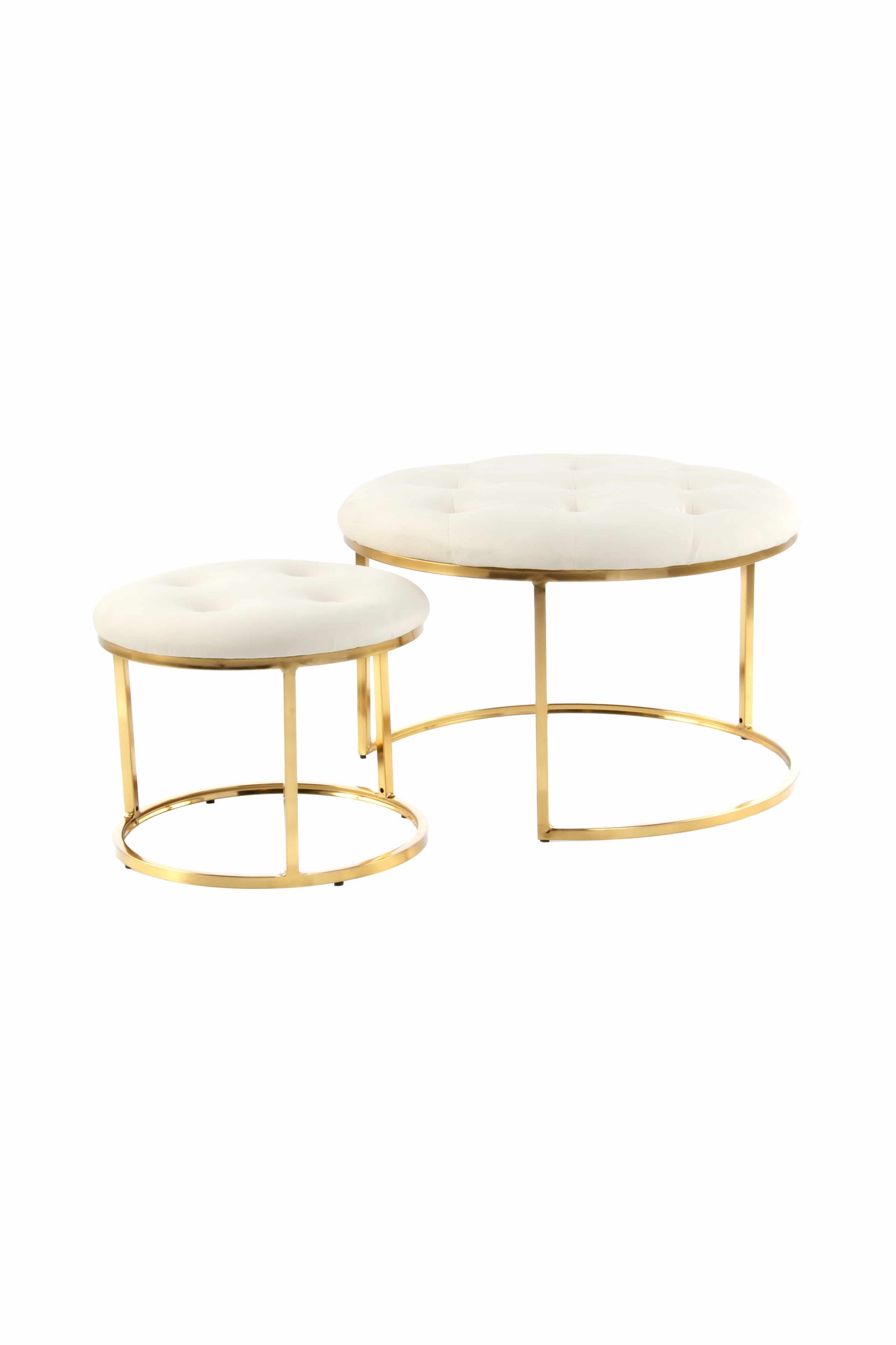 Hocker Myla 100 2er-Set Taupe / Gold