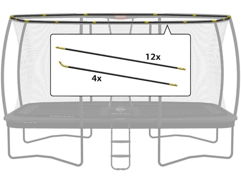 BERG Fiberglasstangen Komplett-Set für Ultim Sicherheitsnetz Deluxe XL 500, 16-tlg., ab Baujahr 2020