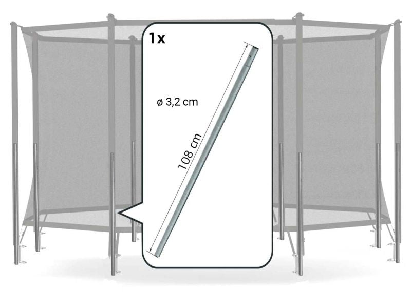 BERG Unteres Rohr für Sicherheitsnetz Comfort ab Bj. 2018, einzeln, 108 cm, mit Federclip
