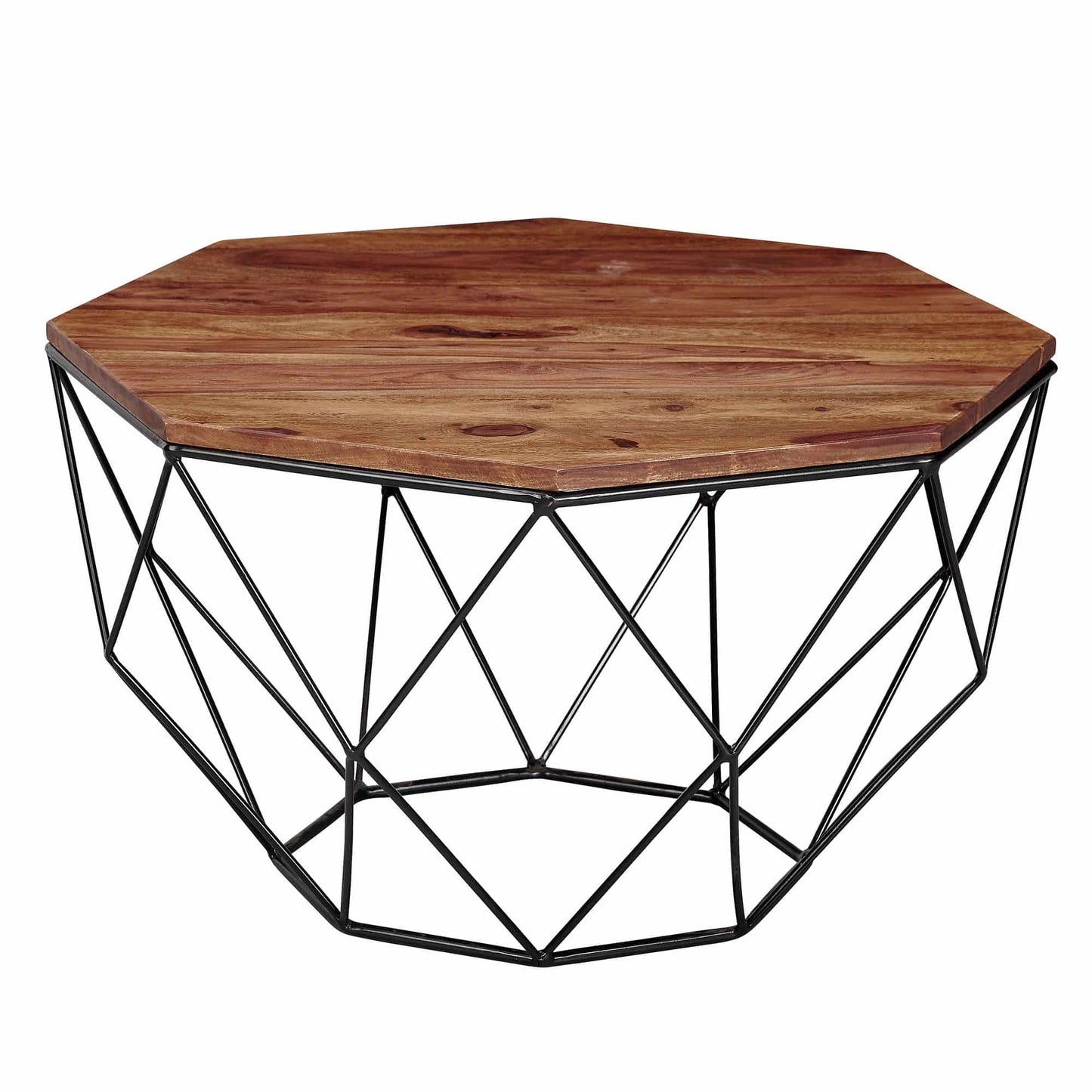 Couchtisch Sheesham Massivholz / Metall 66 x 40 x 66 cm