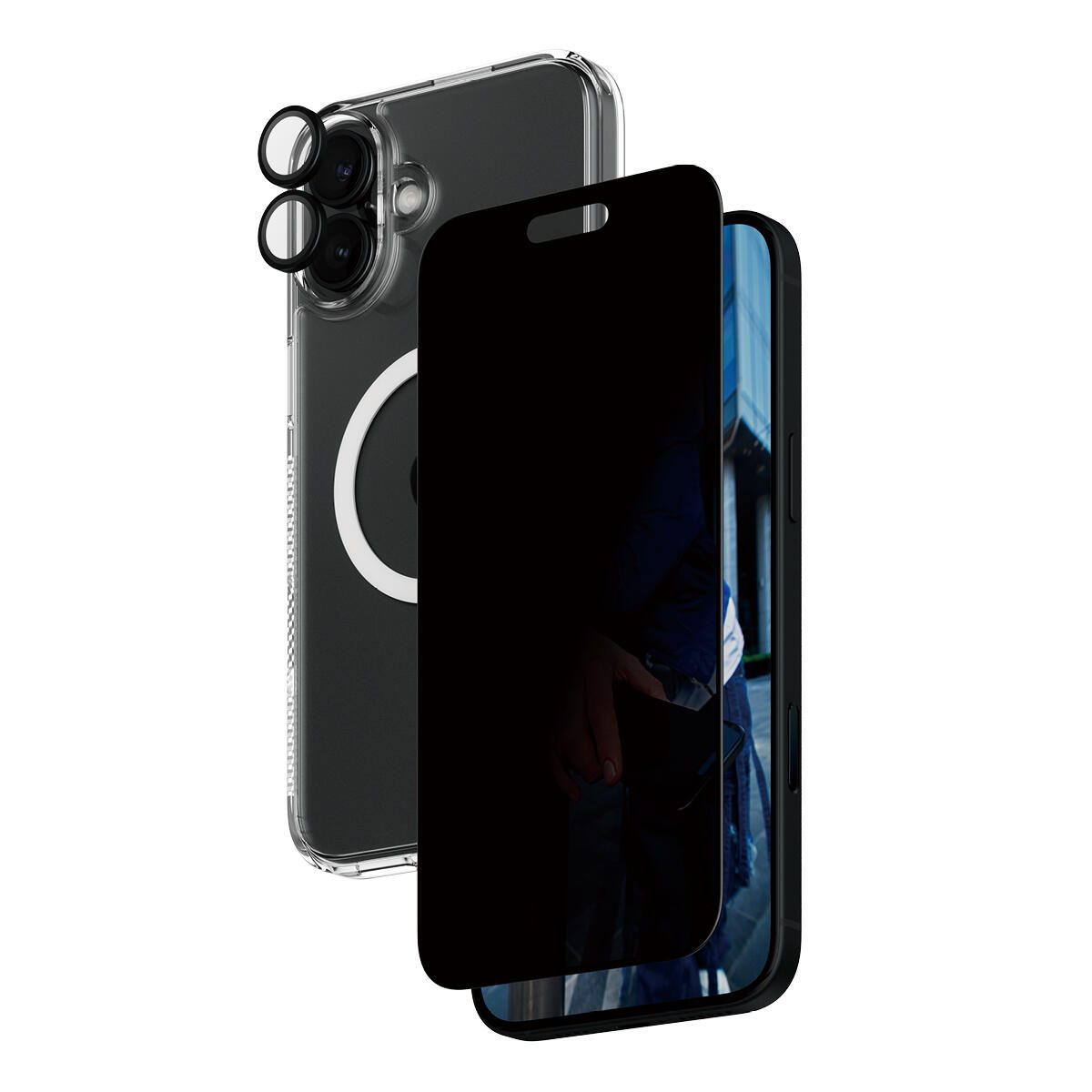 PanzerGlass® 3-in-1 Privacy Protection Schutzset für iPhone 16 Plus