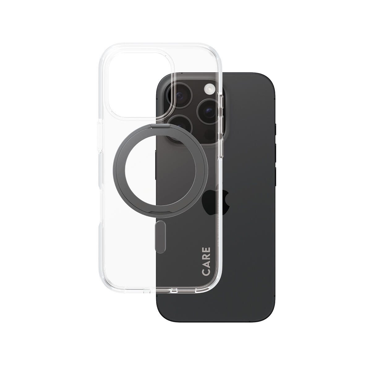 CARE by PanzerGlass® Feature Case Transparent Schwarz Kickstand & MagSafe für iPhone 16 Pro