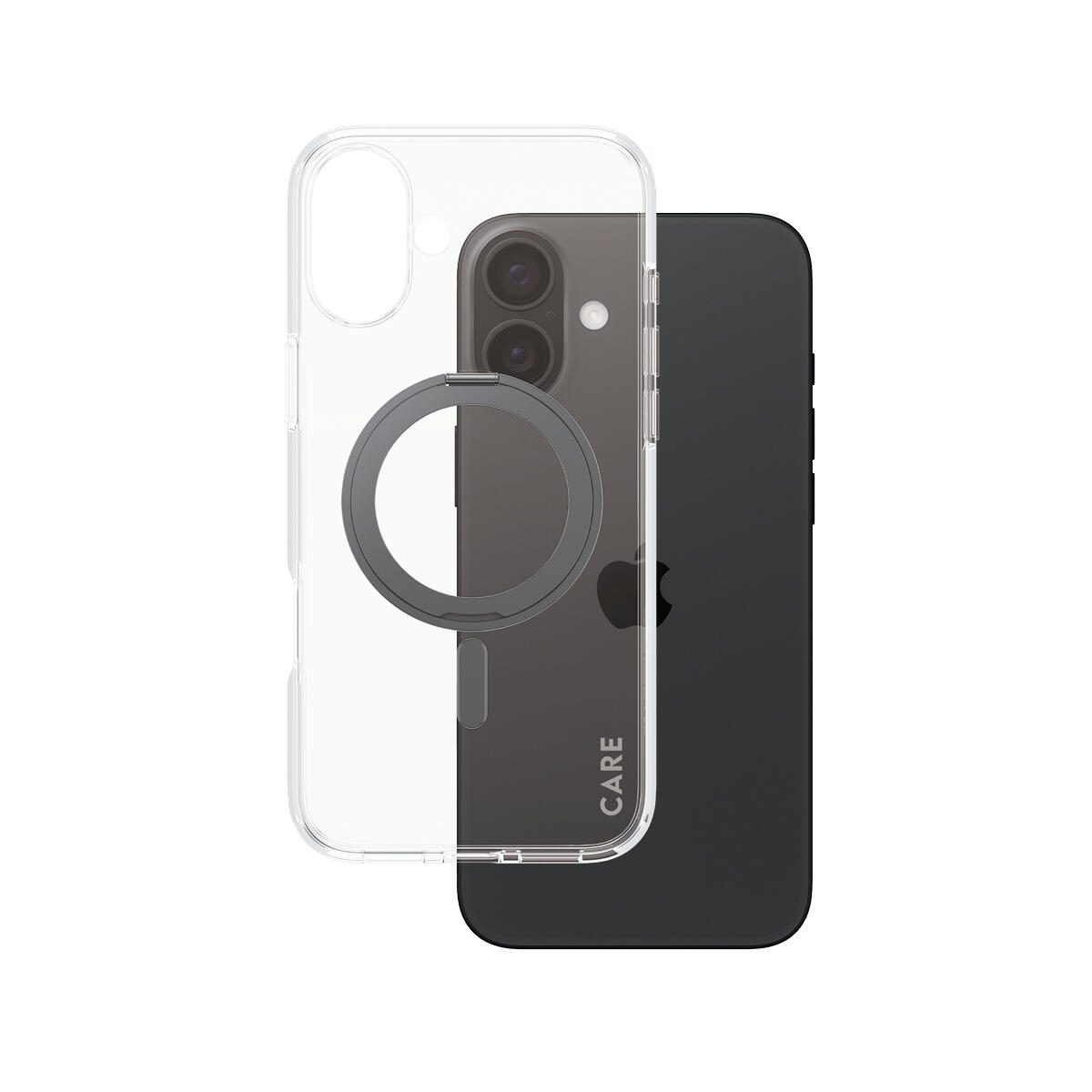 CARE by PanzerGlass® Feature Case Transparent Schwarz Kickstand & MagSafe für iPhone 16 Plus