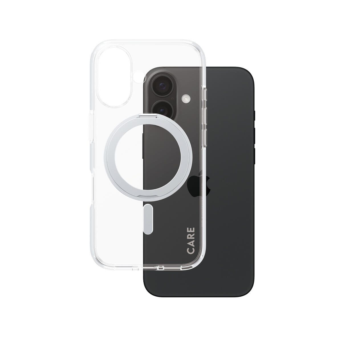 CARE by PanzerGlass® Feature Case Transparent Silber Kickstand & MagSafe für iPhone 16