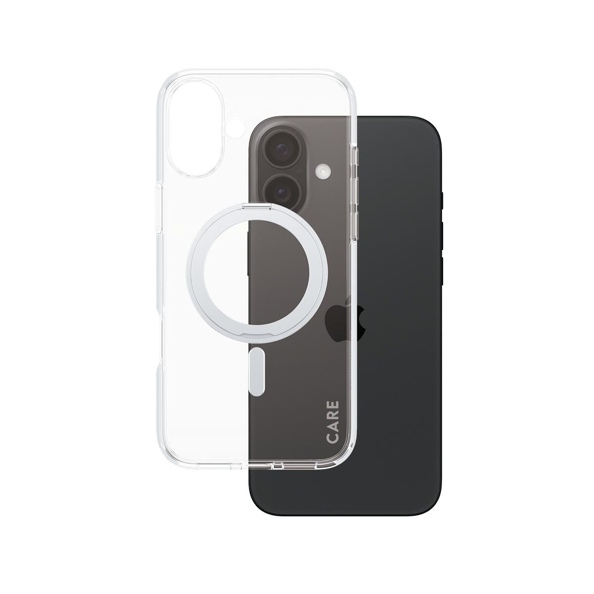 CARE by PanzerGlass® Feature Case Transparent Silber Kickstand & MagSafe für iPhone 16 Plus