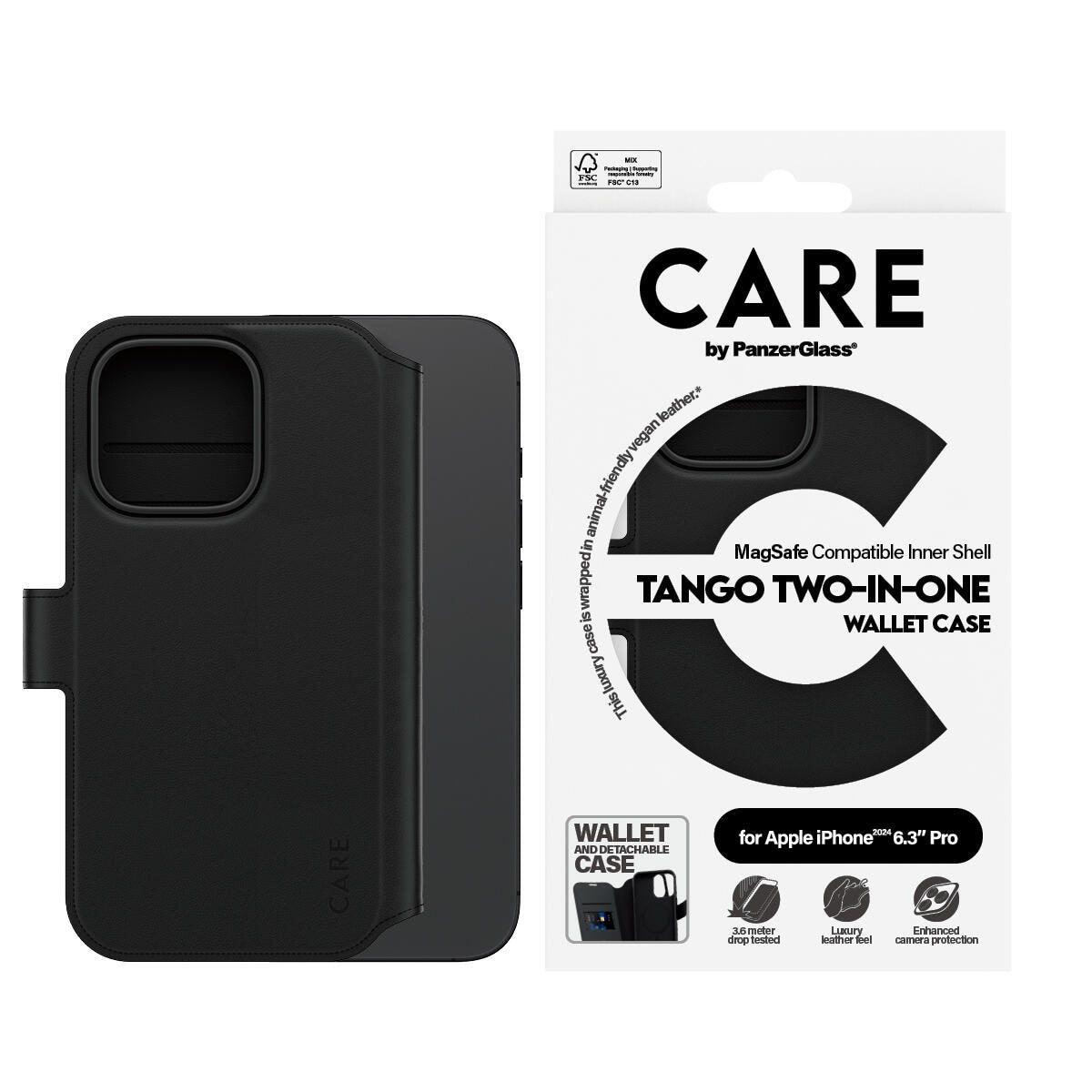 CARE by PanzerGlass® Feature Case Tango Two-in-One Wallet MagSafe für iPhone 16 Pro