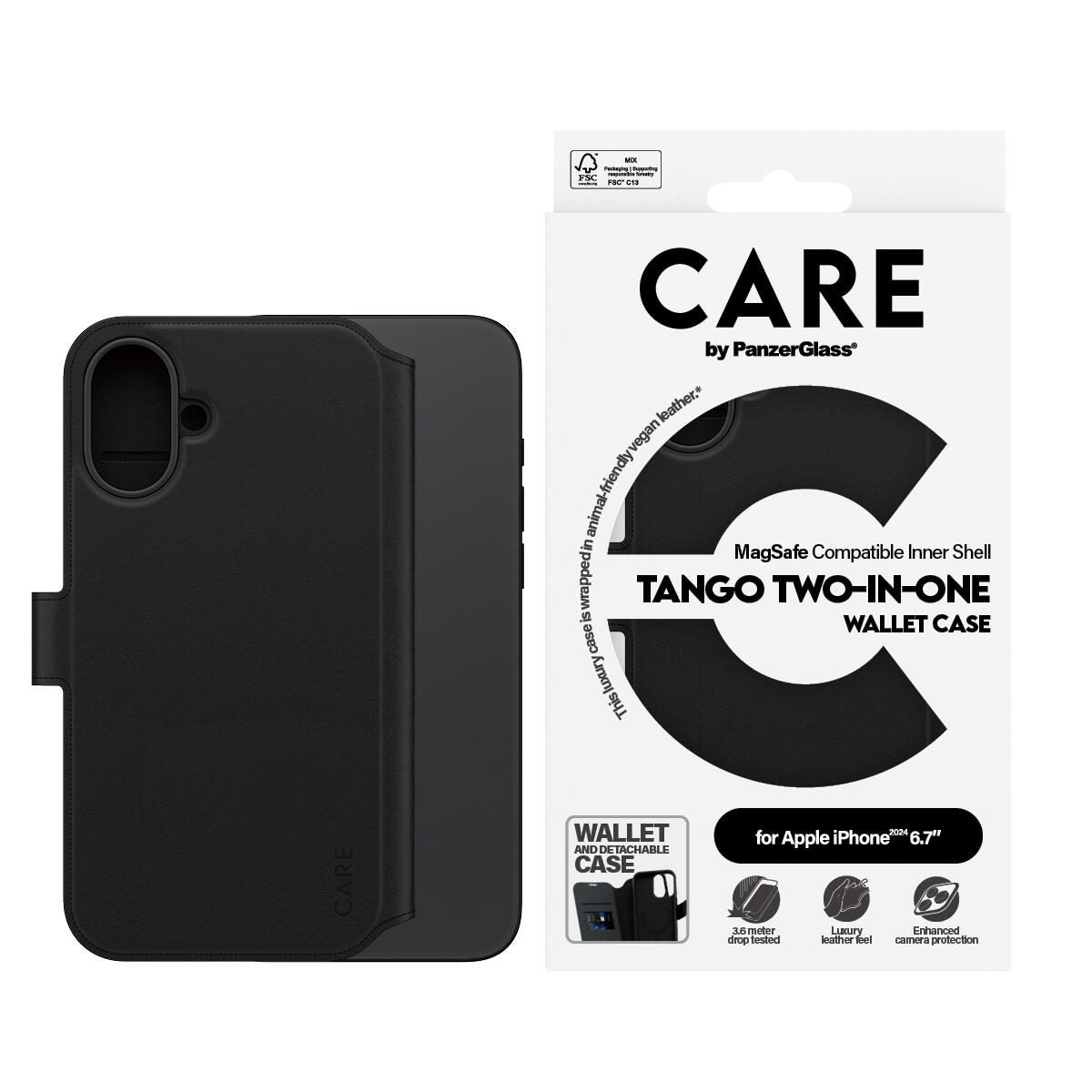 CARE by PanzerGlass® Feature Case Tango Two-in-One Wallet MagSafe für iPhone 16 Plus