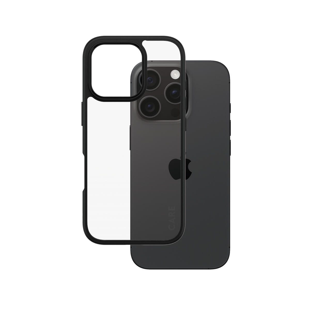 CARE by PanzerGlass® Flagship Case Transparent Urban Combat Schwarz Rahmen für iPhone 16 Pro