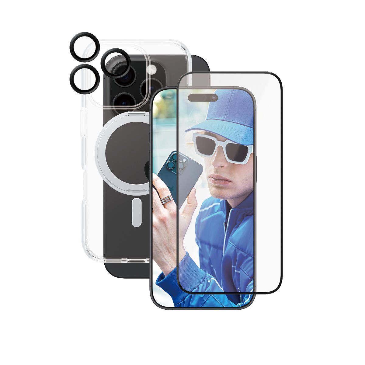CARE by PanzerGlass® Feature 3-in-1 Ceramic Schutzset für iPhone 16 Pro