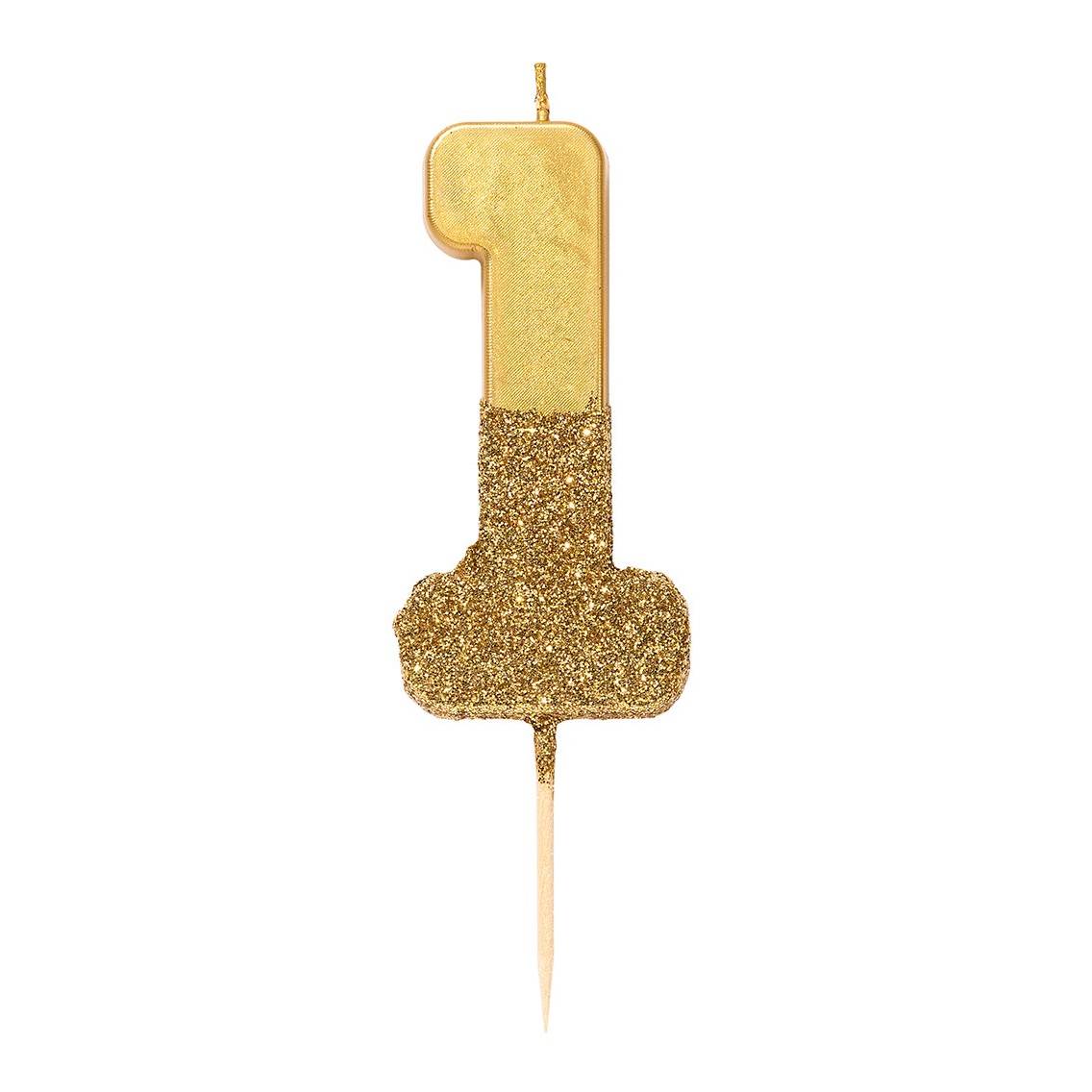 Zahlenkerze gold 1