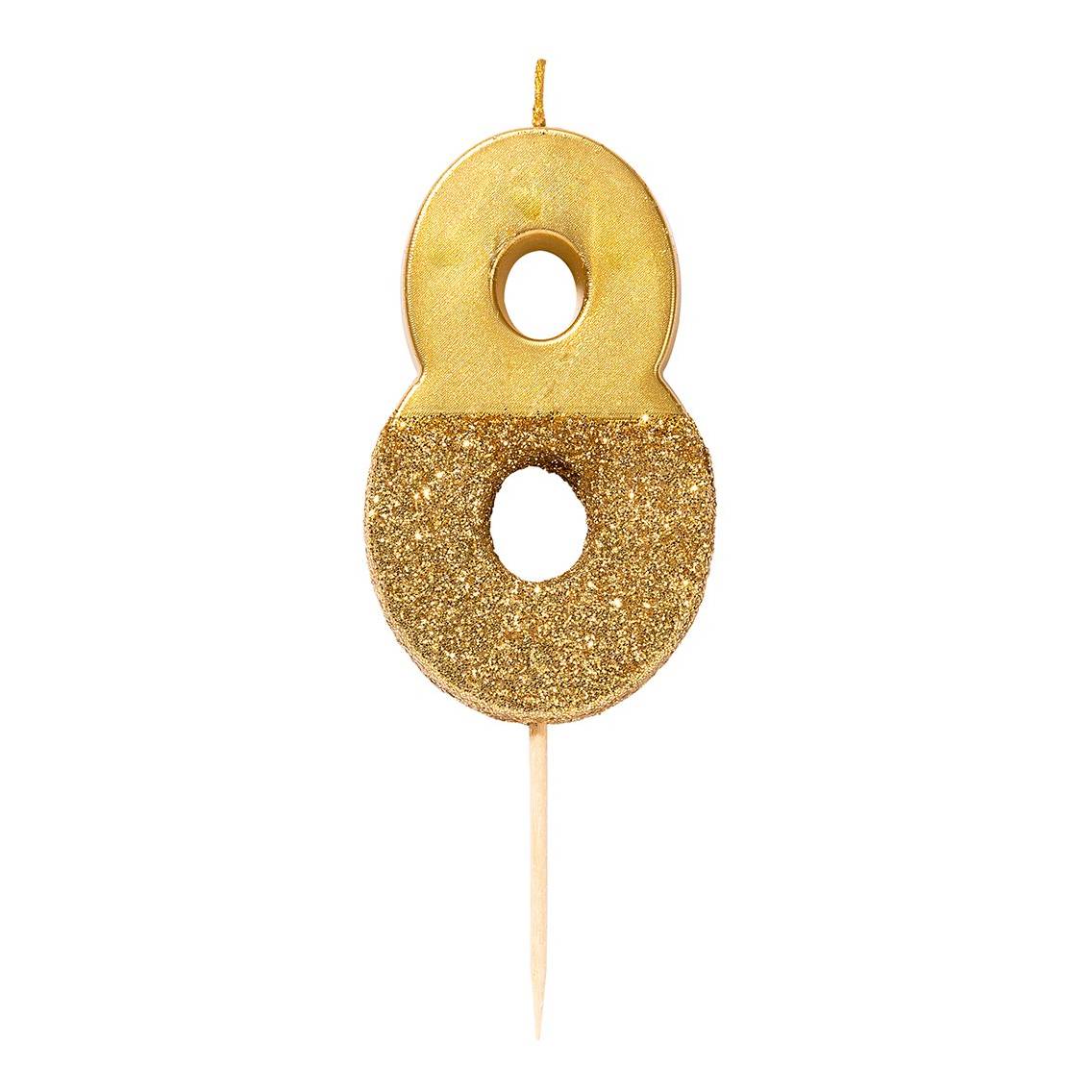 Zahlenkerze gold 8