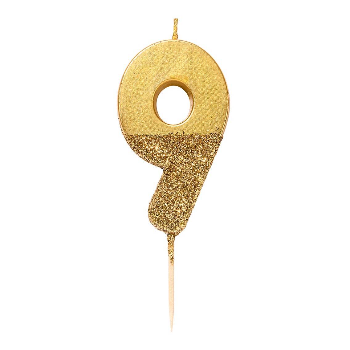 Zahlenkerze gold 9