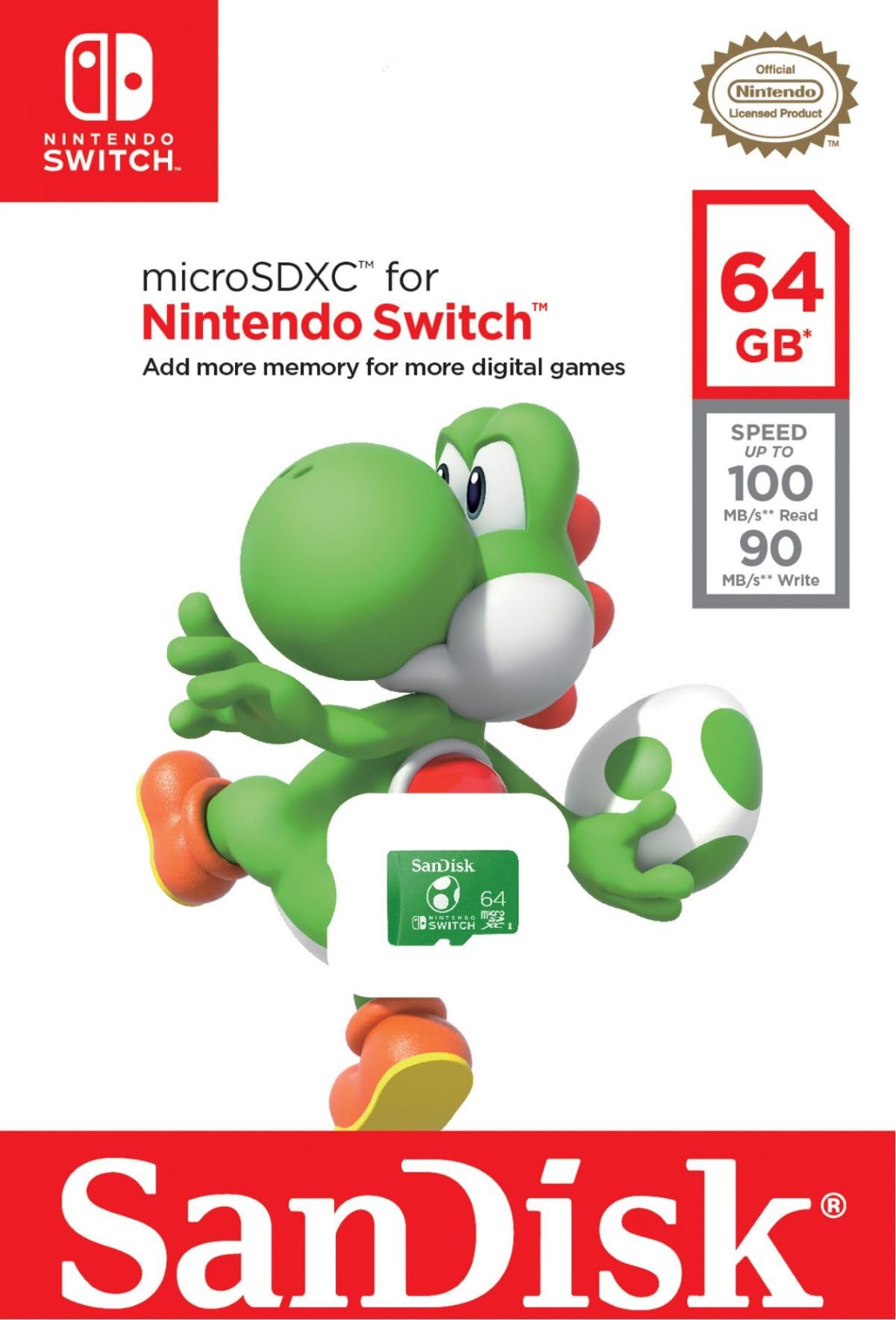 SanDisk microSDXC UHS-I Speicherkarte für Nintendo Switch - (U3, Class 10, 100 MB/s Übertragung, mehr Platz für Spiele)