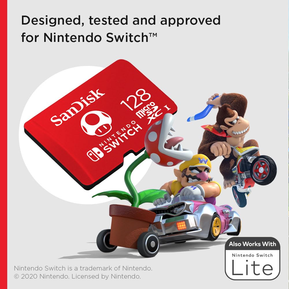 SanDisk microSDXC UHS-I Speicherkarte für Nintendo Switch - (U3, Class 10, 100 MB/s Übertragung, mehr Platz für Spiele)