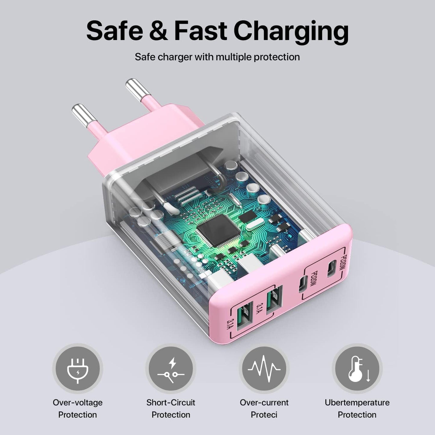 2 x USB C Ladegerät 40W, 4-Port USB C Ladegerät Block, Schnellladeblock