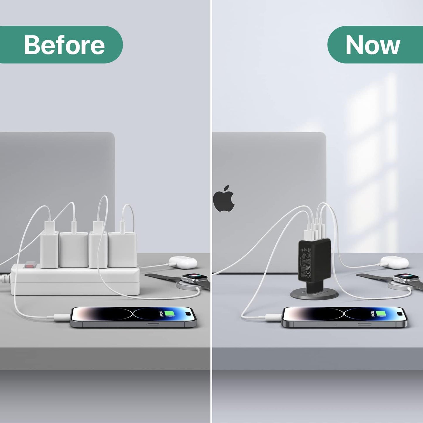 2 x USB C Ladegerät 40W, 4-Port USB C Ladegerät Block, Schnellladeblock