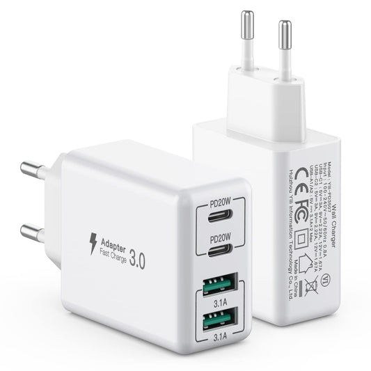 2 x USB C Ladegerät 40W, 4-Port USB C Ladegerät Block, Schnellladeblock