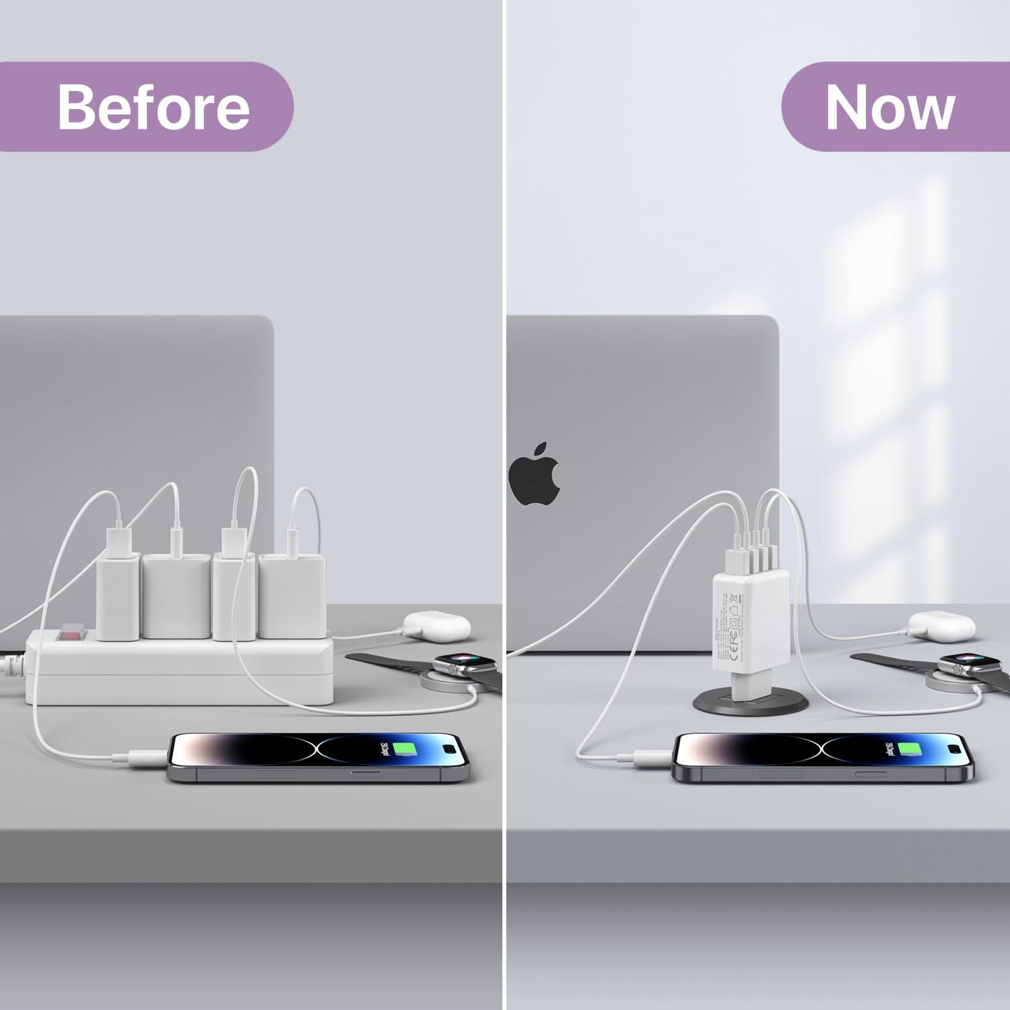 2 x USB C Ladegerät 40W, 4-Port USB C Ladegerät Block, Schnellladeblock