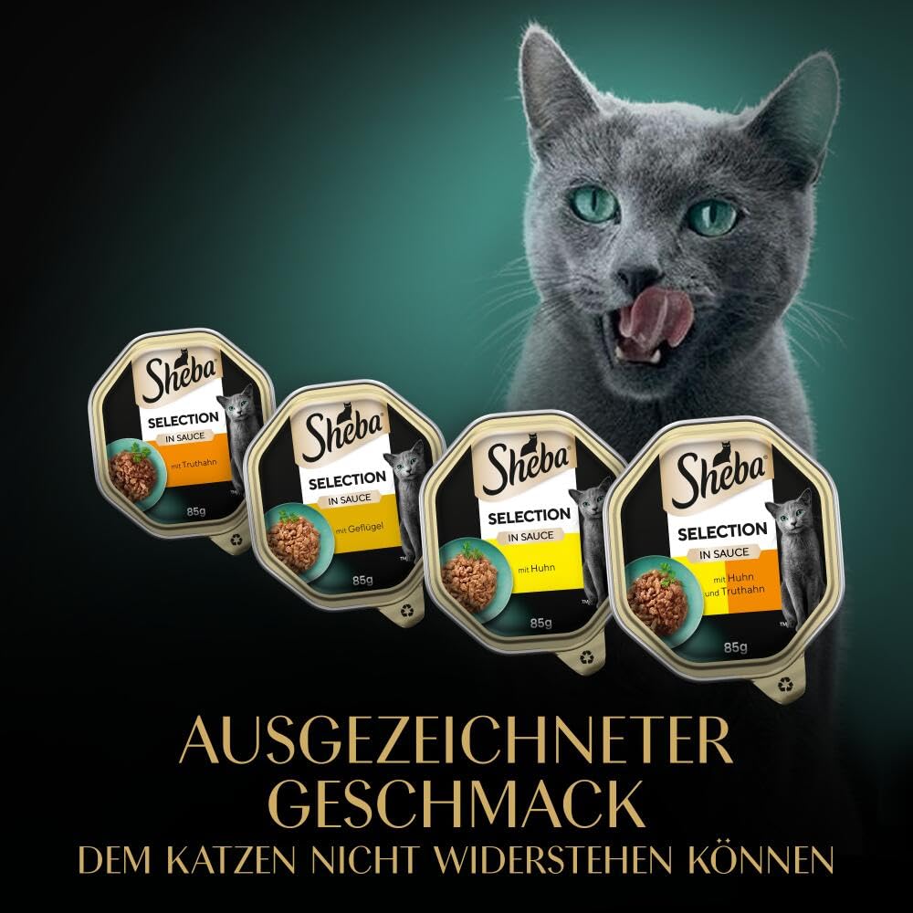 SHEBA Adult Katzenfutter nass - 32x85g Schalen - Geflügel in Sauce - Großpackung