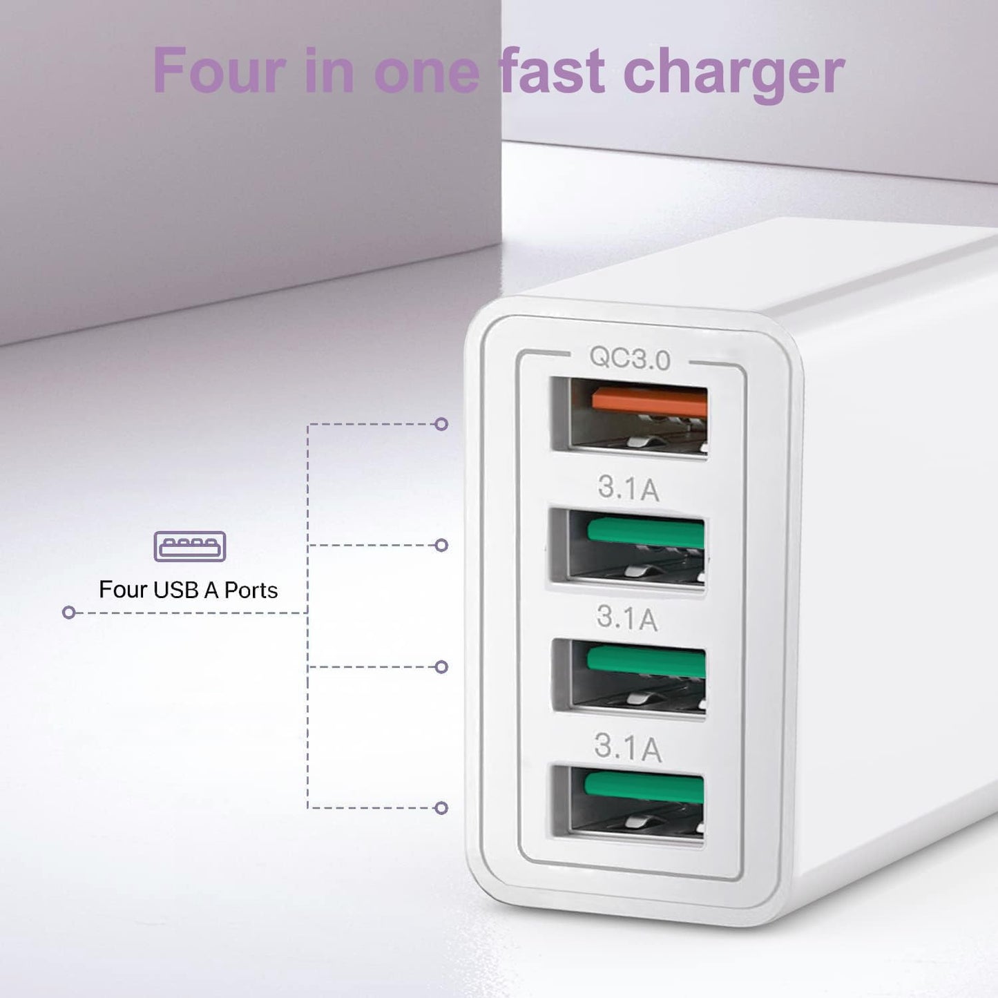 2 x USB C Ladegerät 40W, 4-Port USB C Ladegerät Block, Schnellladeblock