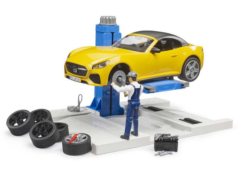 BRUDER bworld PKW Service Center mit Roadster