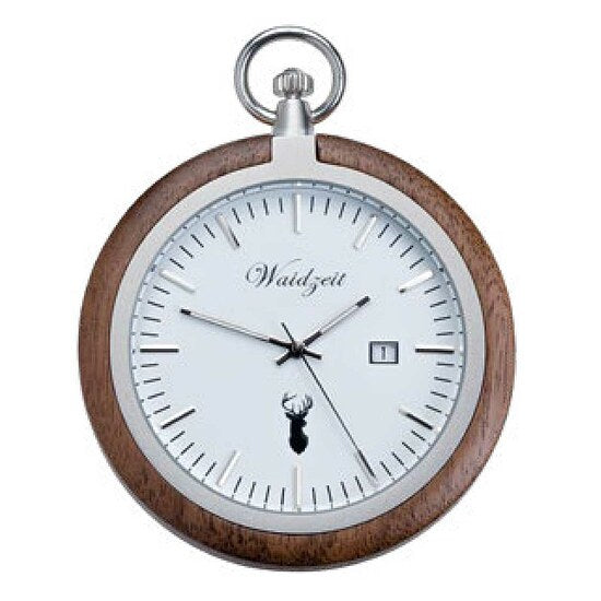 Waidzeit TW01 Modell Taschenuhr Walnuss mit Quarzwerk