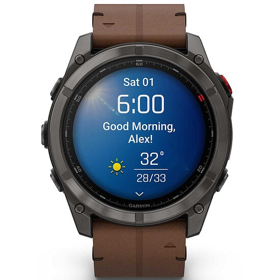 Garmin fenix® 8 PRPO AMOLED Saphir mit Lederarmband Ref. 010-03199-40 - Multisport GPS Smartwatch