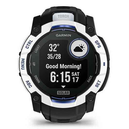 Garmin Instinct 3 Solar Schwarz-Steinweiss mit Silikonarmband Ref. 010-02935-03 - Outdoor GPS Smartwatch