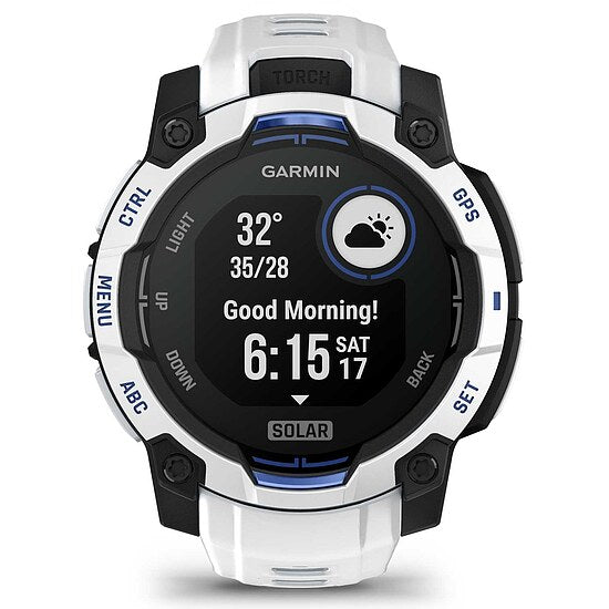 Garmin Instinct 3 Solar Schwarz-Steinweiss mit Silikonarmband Ref. 010-02934-03 - Outdoor GPS Smartwatch