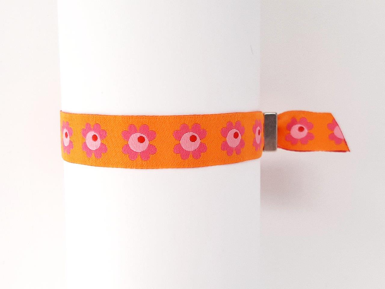 Einlassband Blumen orange