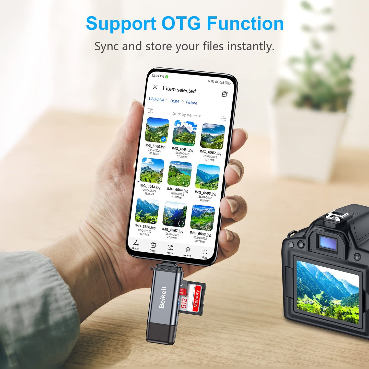 Beikell SD Kartenleser, Dual Stecker USB 3.0/USB C