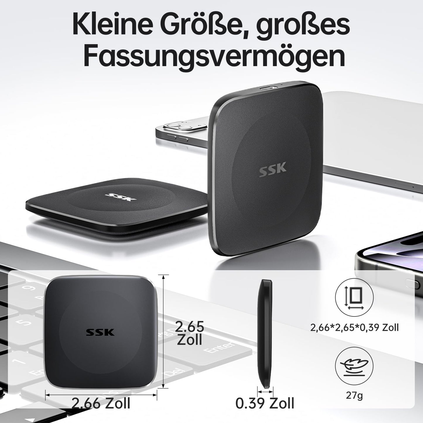 SSK Externe SSD - USB3.2 für iPhone/Android/Windows/Tablet/Mac/Xbox