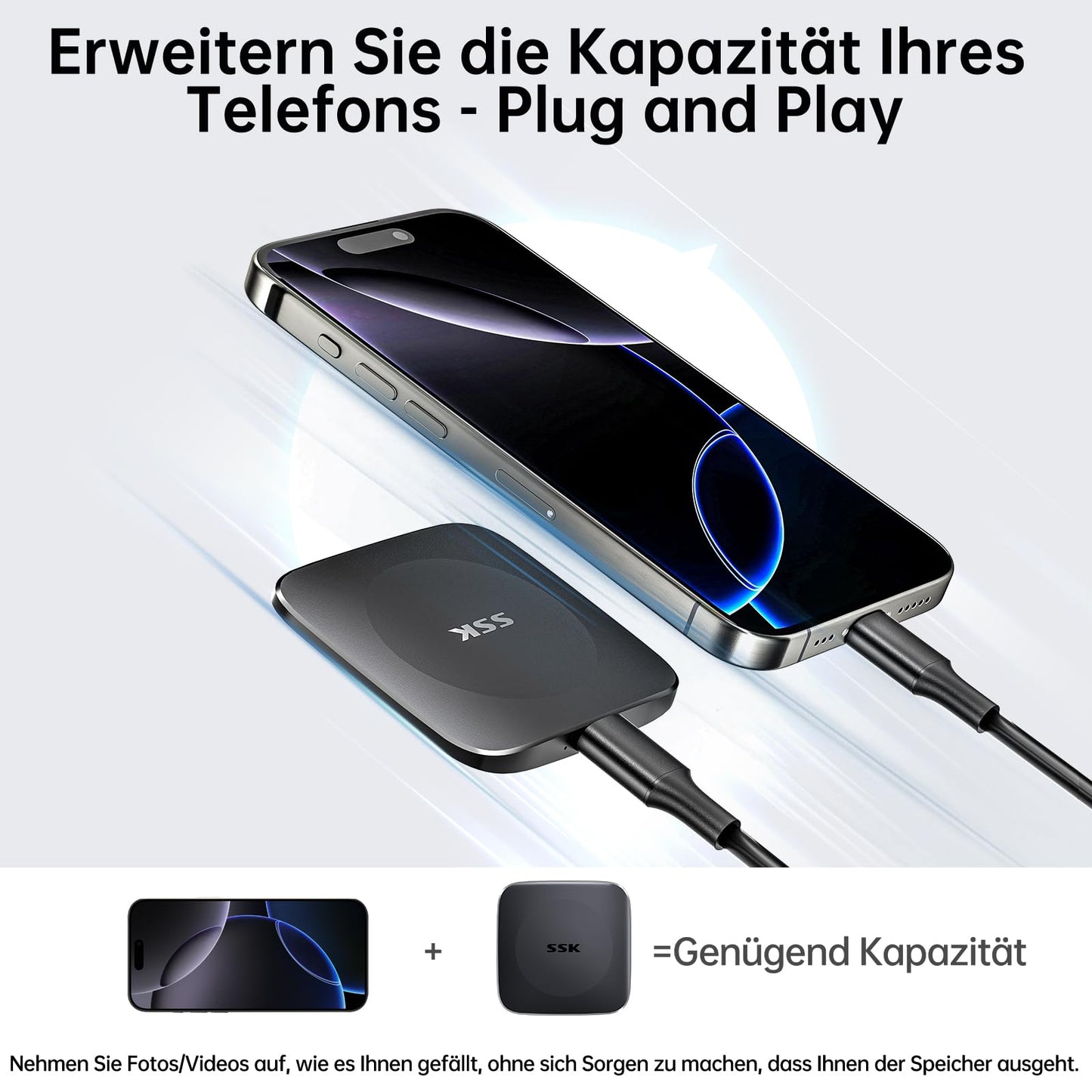 SSK Externe SSD - USB3.2 für iPhone/Android/Windows/Tablet/Mac/Xbox