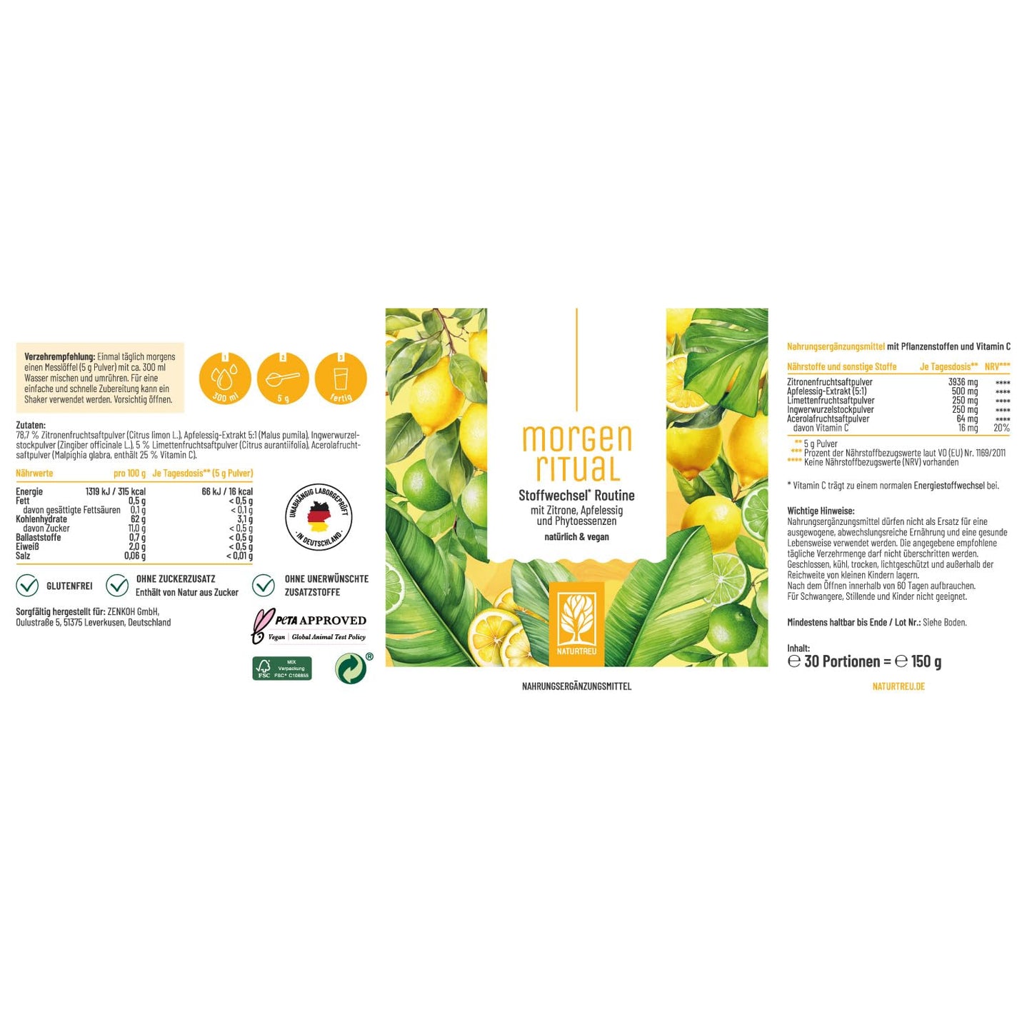 NATURTREU® Morgenritual - Wakeup Shake - 150g Dose