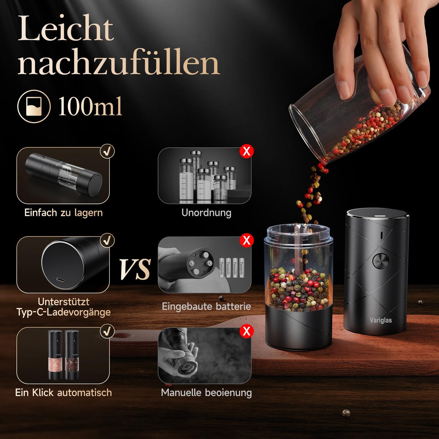 Salz- & Pfeffermühle - 2er Set elektrisch