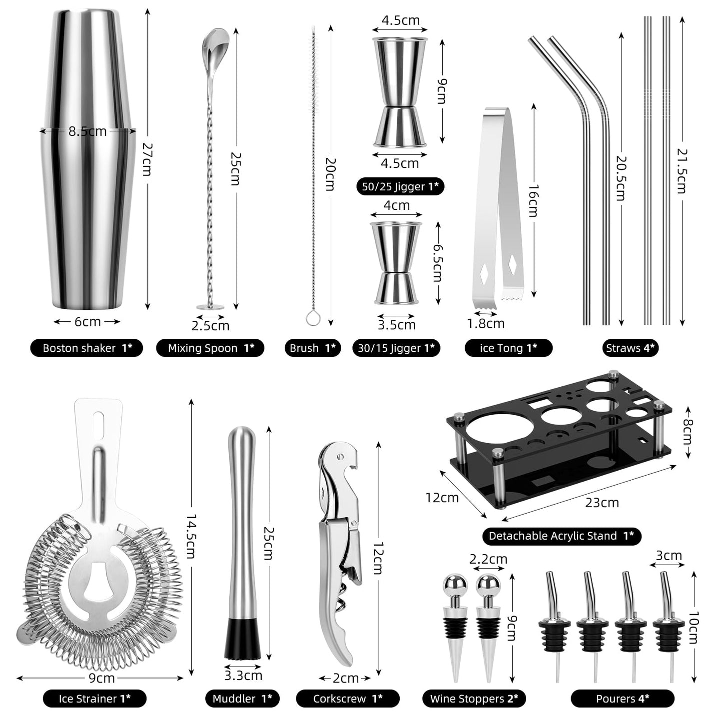 Cinnani Boston Cocktail Shaker Set, 20-teilig