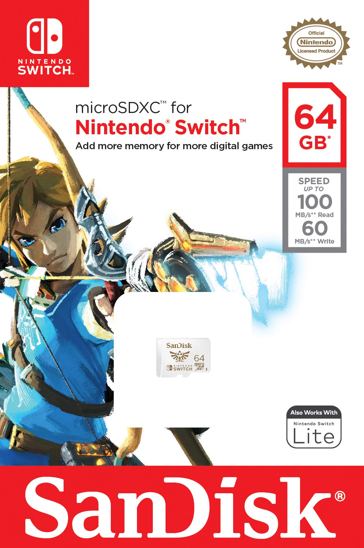 SanDisk microSDXC UHS-I Speicherkarte für Nintendo Switch - (U3, Class 10, 100 MB/s Übertragung, mehr Platz für Spiele)