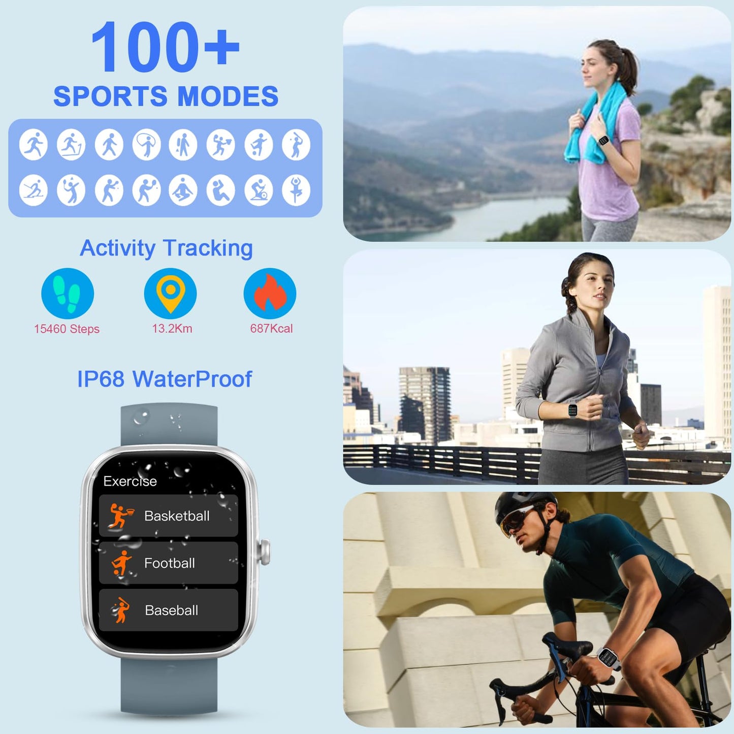 Smartwatch mit Telefonfunktion, 1.91" für iOS & Android