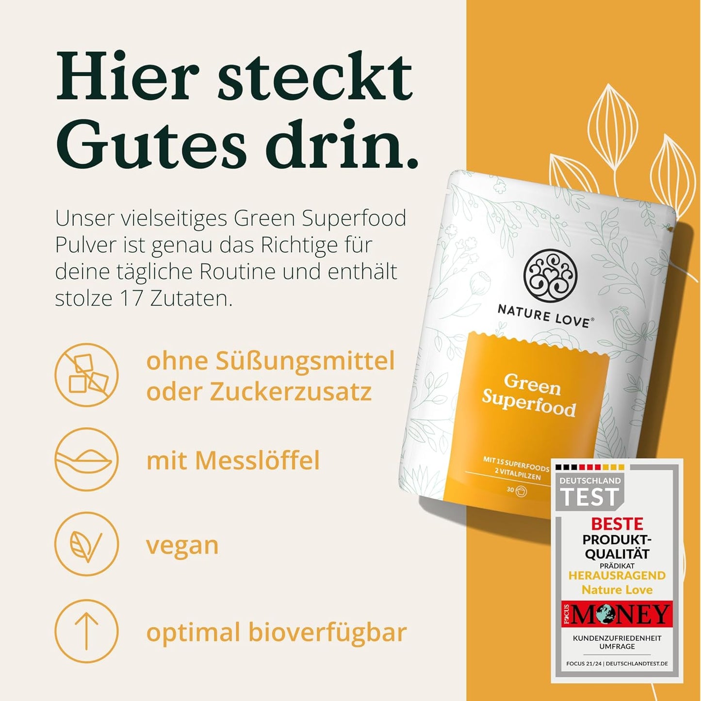 NATURE LOVE® - 300g - 15 Superfoods & 2 Vitalpilze