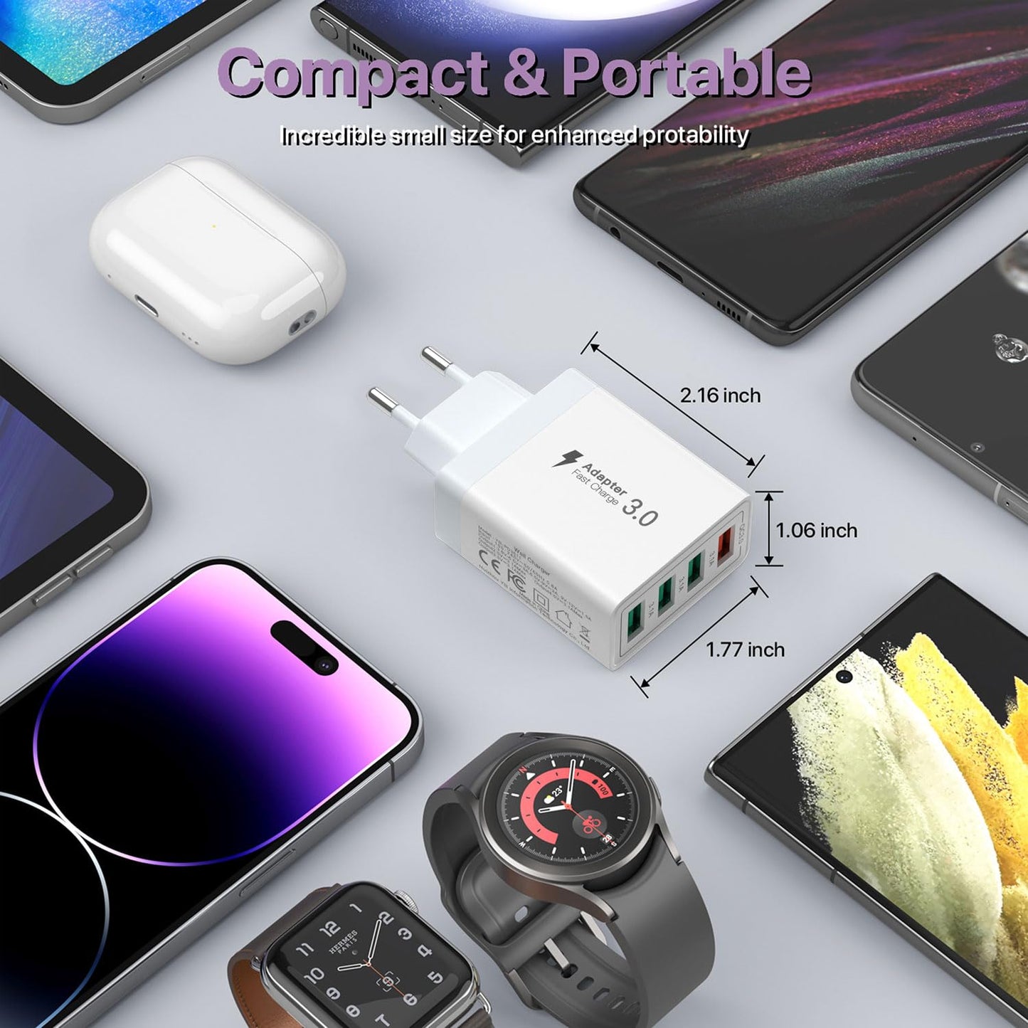 2 x USB C Ladegerät 40W, 4-Port USB C Ladegerät Block, Schnellladeblock