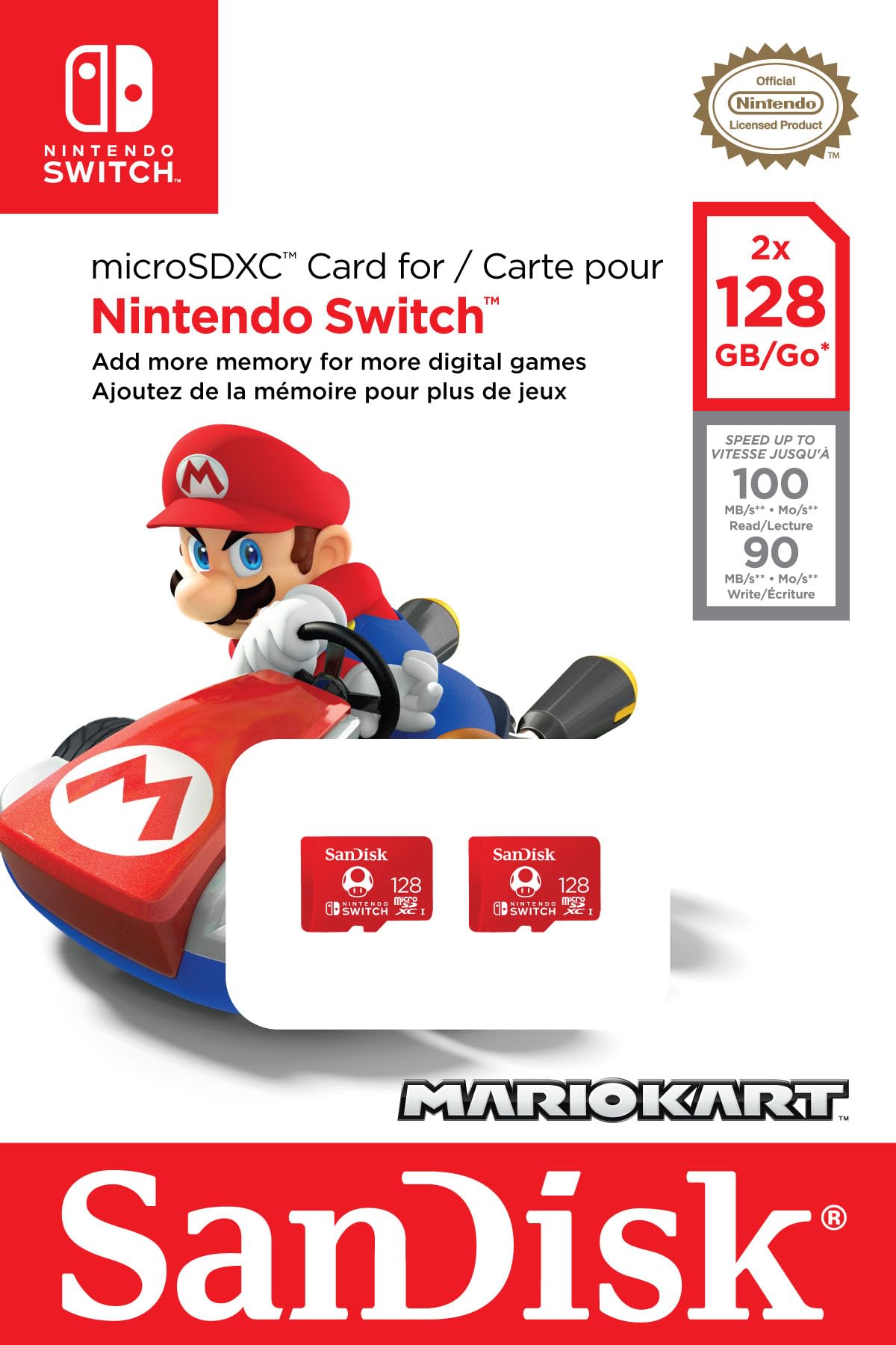 SanDisk microSDXC UHS-I Speicherkarte für Nintendo Switch - (U3, Class 10, 100 MB/s Übertragung, mehr Platz für Spiele)