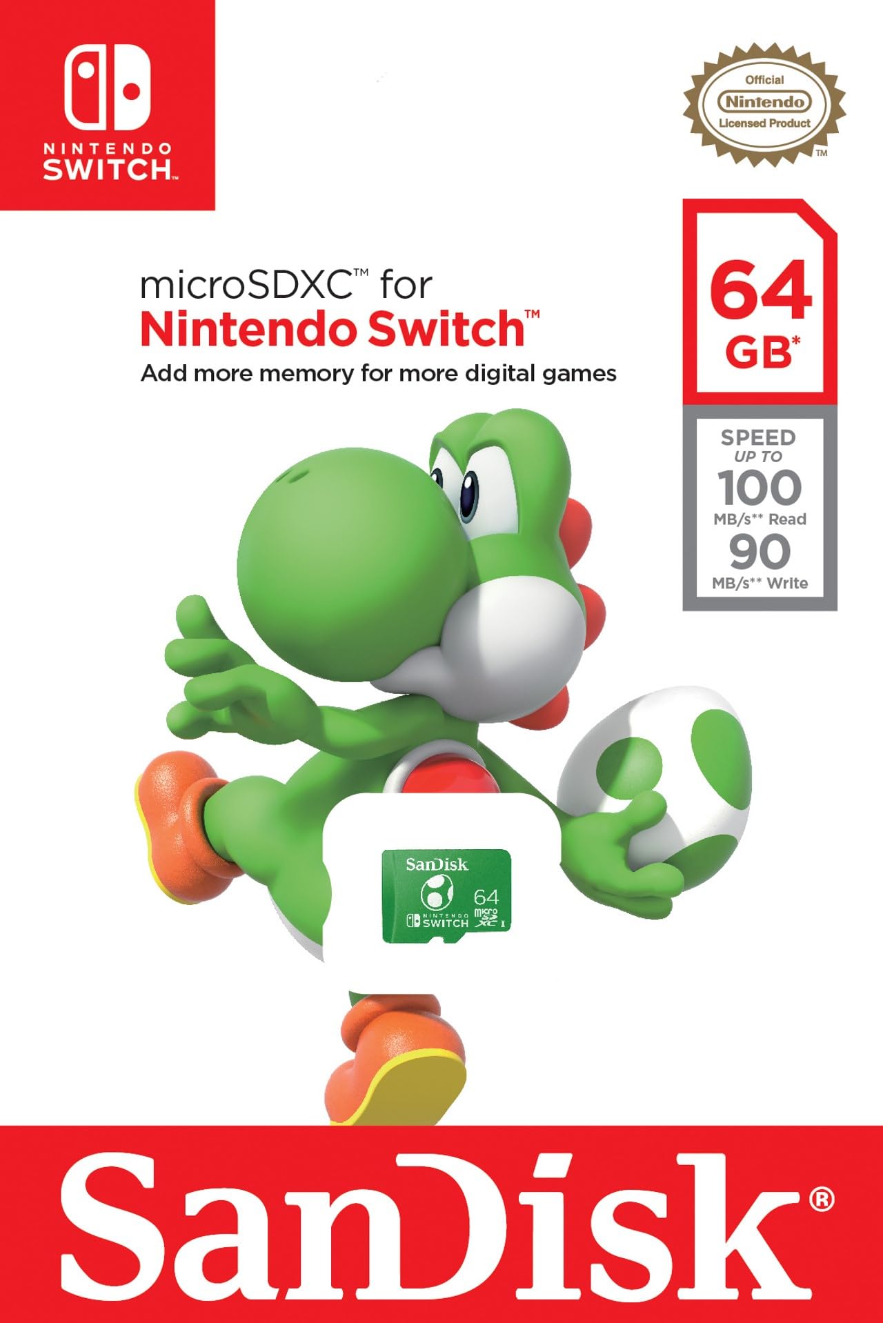 SanDisk microSDXC UHS-I Speicherkarte für Nintendo Switch - (U3, Class 10, 100 MB/s Übertragung, mehr Platz für Spiele)