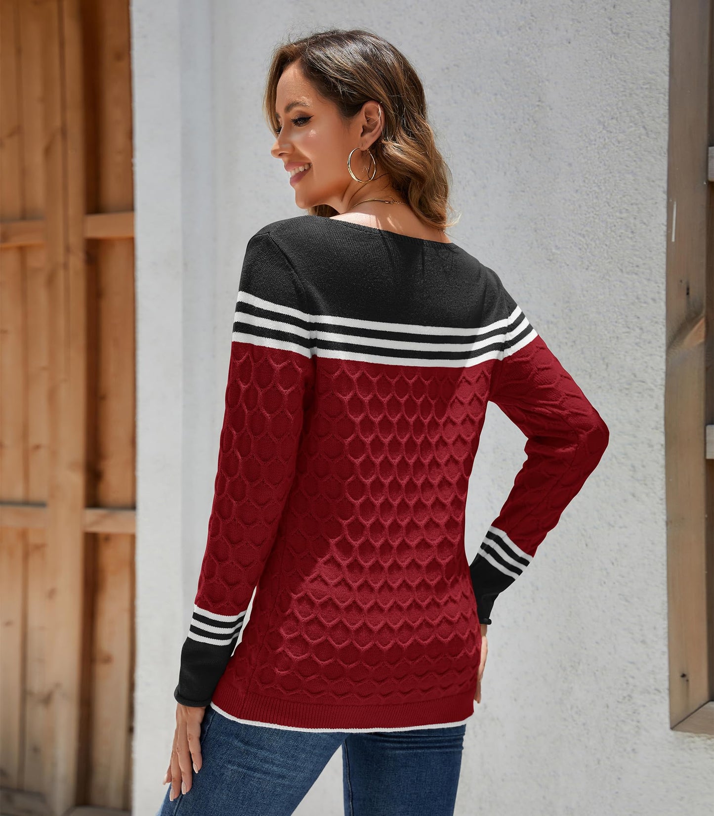 Rundhals Pullover Colorblock