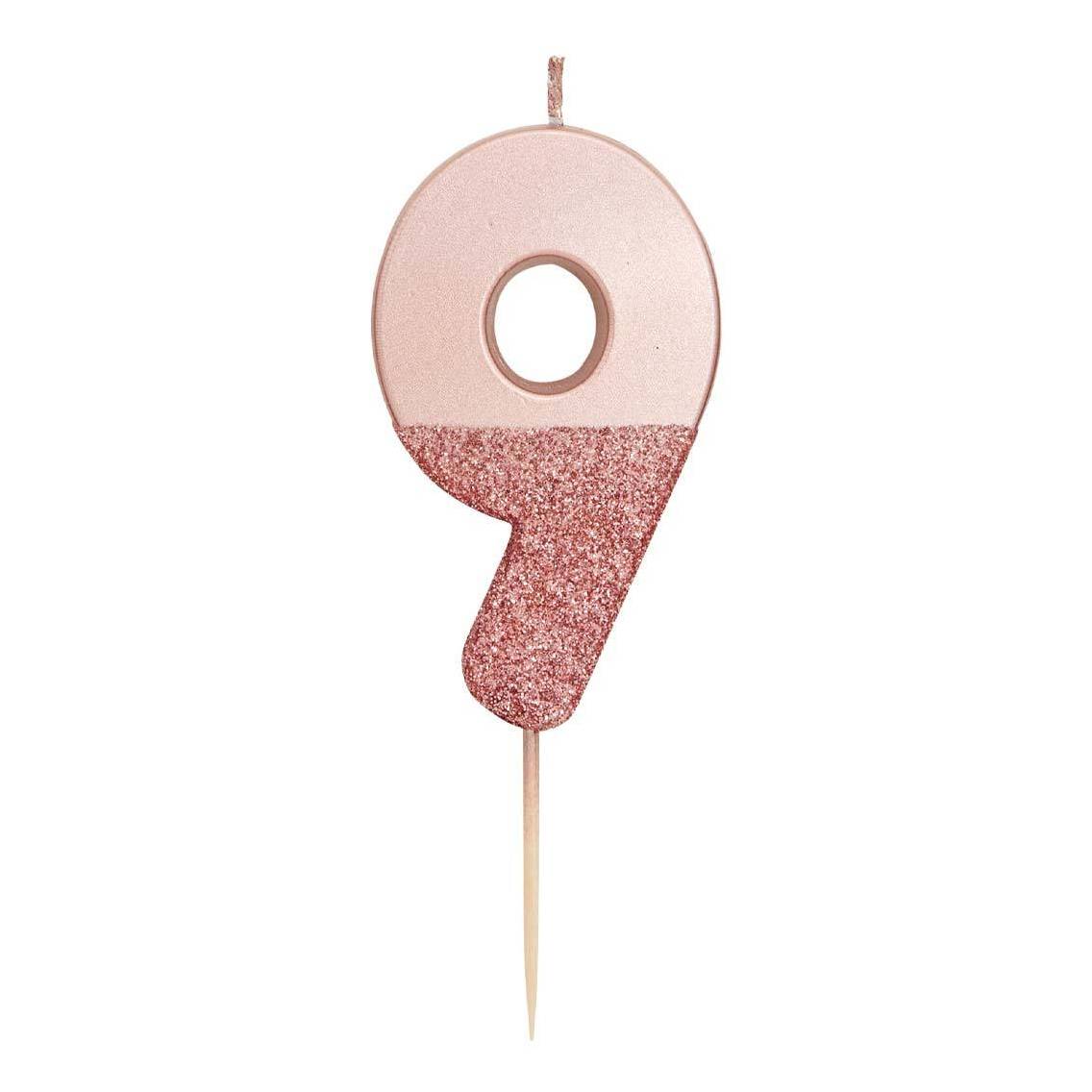 Zahlenkerze roségold 9