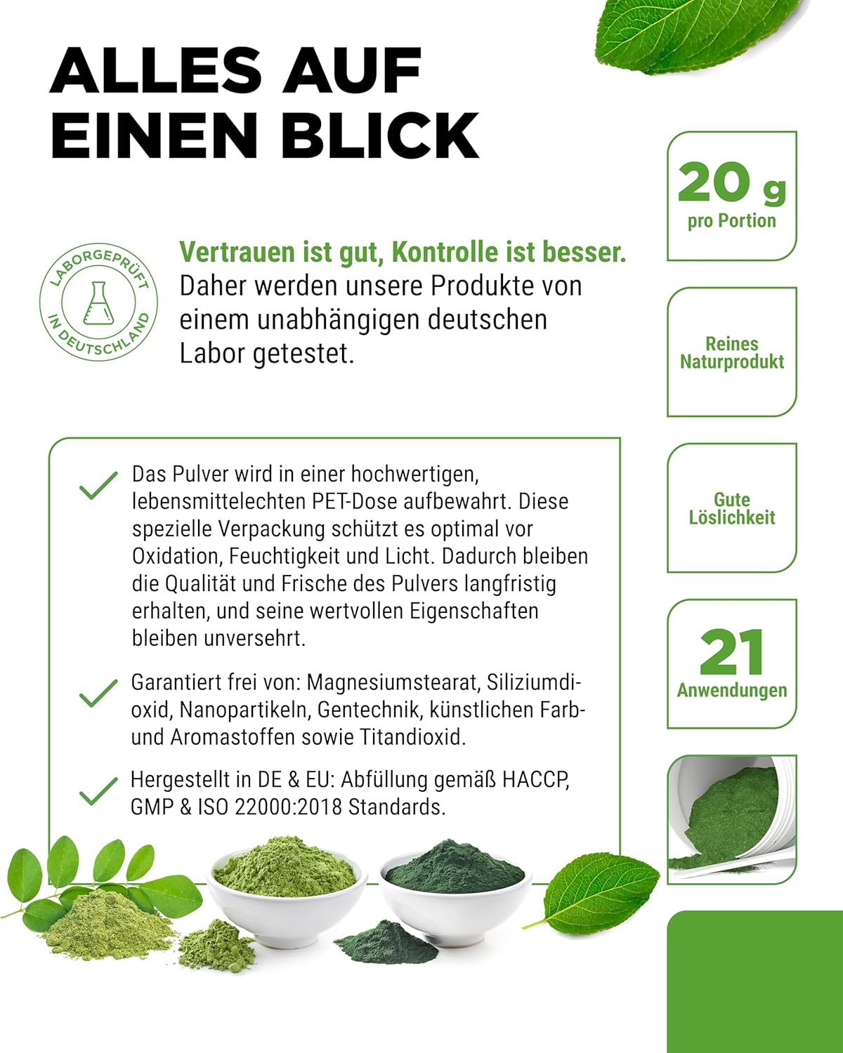 Superfood Mix - 100% natürlicher Power Smoothie - Mit Zitronen Aroma - Vegan